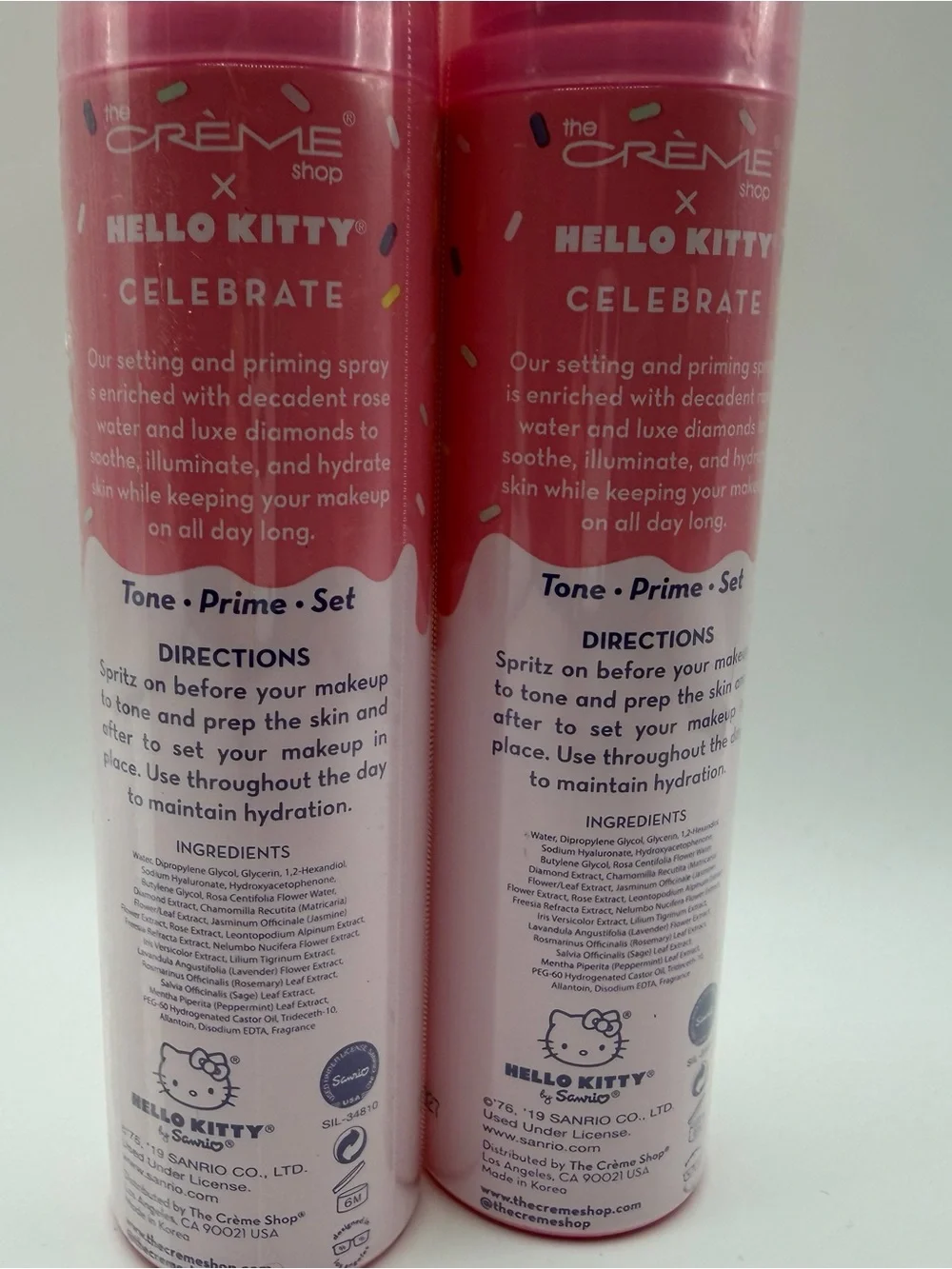 The Crème Shop x Hello Kitty Celebrate Setting Priming Spray Set of 2 New